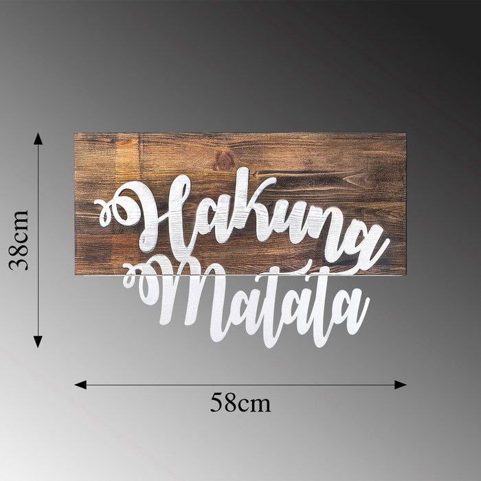 Wallity Hakuna Matata Metal Decor - Plata y Nogal